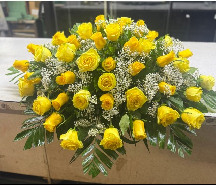Yellow Roses Casket Spray Sympathy