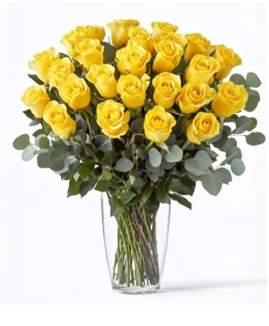  Yellow Roses in a Vase 