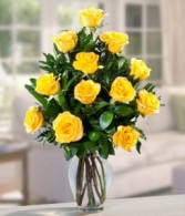 DOZEN YELLOW ROSES Vase Arrangement