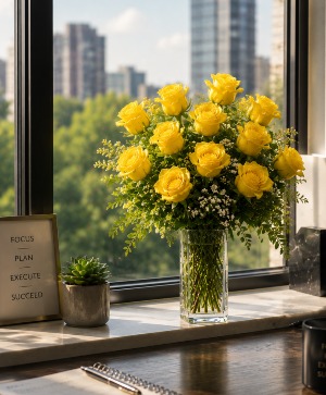 Yellow Roses Vase of Roses