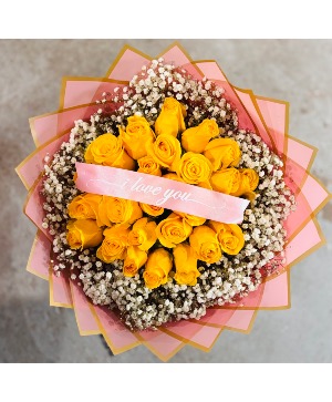 Yellow Roses with Baby Breath 