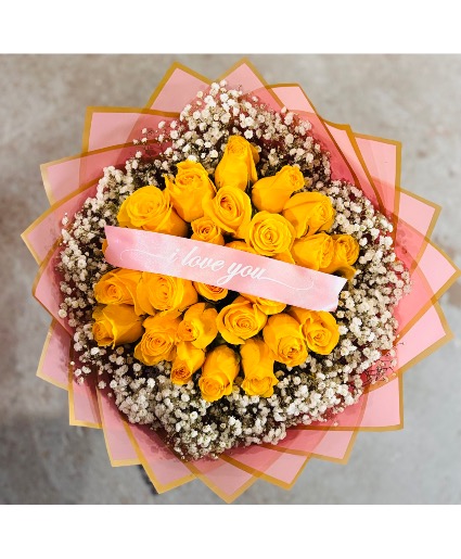 Yellow Roses with Baby Breath 