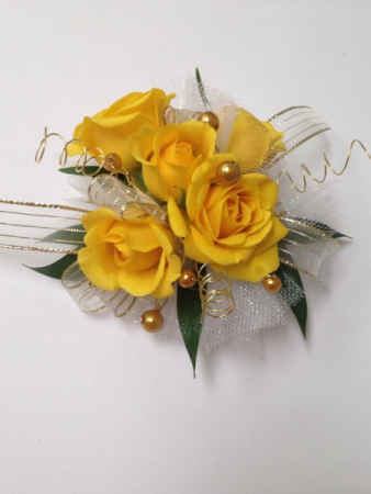 Yellow Spray Rose Wrist Corsage 