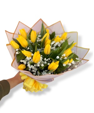 SALE! Yellow Tulip Hand Bouquet 