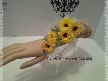 Yellow Viking Poms Wrist Corsages in Whitesboro, NY | KOWALSKI FLOWERS INC.