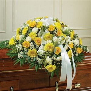 Yellow & White Mixed Half Casket Cover  