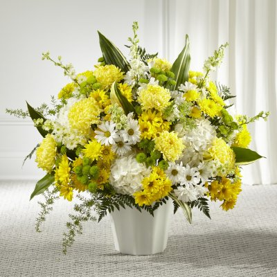 Yellow & White Sympathy Floor Basket  