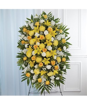 Yellow & White Sympathy Standing Spray 