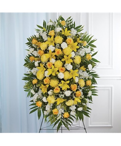 Yellow & White Sympathy Standing Spray 