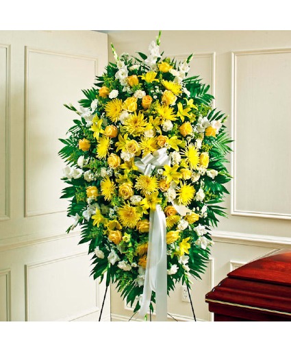 Yellow & White Sympathy Standing Spray 
