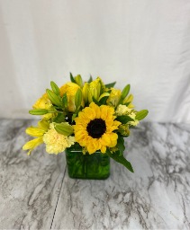 You are my Sunshine! Cube arrg of yellow flowers
