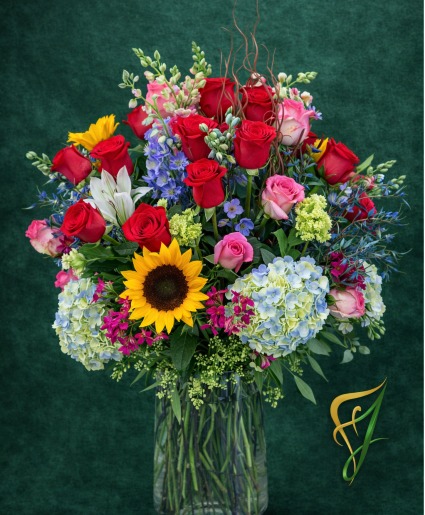 Golden Garden Symphony assorted flowers