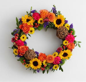 You Brightened My Life Fresh Wreath for a Green Funeral Service
